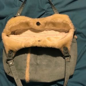Light blue suede like handbag